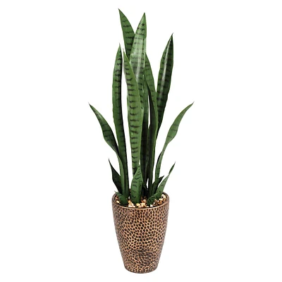 Snake Plant with Metal Planter, 33"