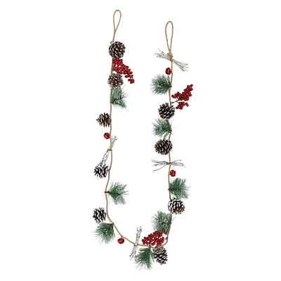 Red Berry & Pinecone Garland, 6'