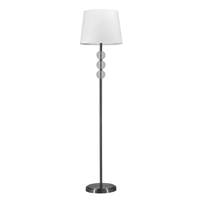 Silver Metal Floor Lamp with Glass Globes, 62"