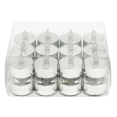 24-Pack White & Silver LED Tealight Candles with 6 Hour Timer