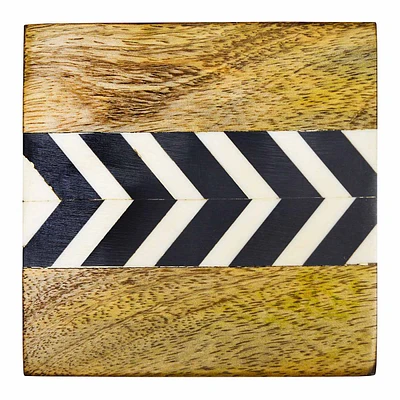 Set of 4 Black & White Arrow Wooden Coasters