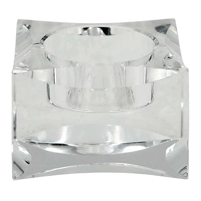 Square Crystal Candle Holder, 2"