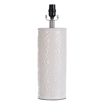 White Ceramic Cylinder Table Lamp, 19"