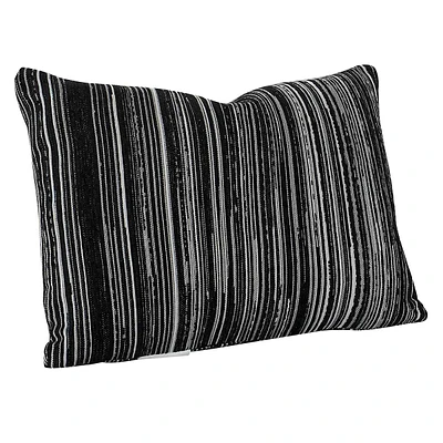 Chenille Black Multi-Stripe Throw Pillow, 14x20