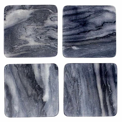 Set of 4 Grey Marbled Round Edge Stoneware Coasters