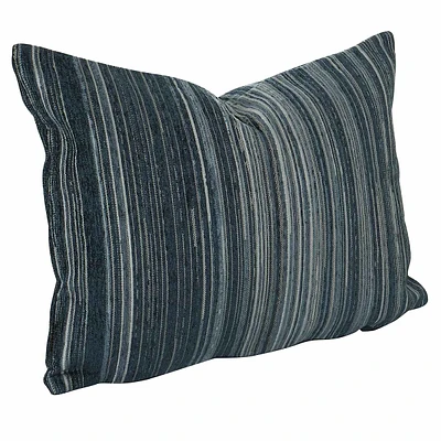 Chenille Navy Multi-Stripe Throw Pillow, 14x20