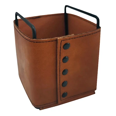 Brown Faux Leather Pencil Cup