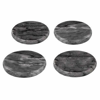 Set of 4 Round Marbled Stoneware Coasters