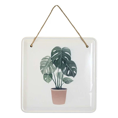 White Plant Metal Hanging Wall Art