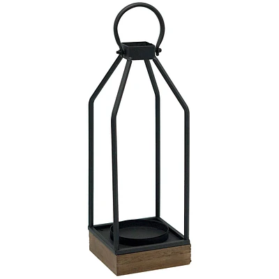 Metal Lantern with Wood Base