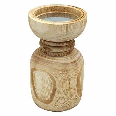 Wood Candle Holder, 7"