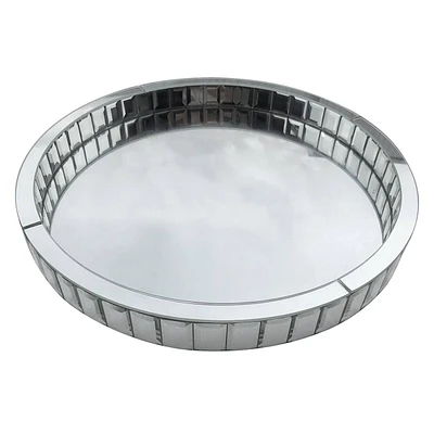 Round Glass Mirror Tray, 14x2