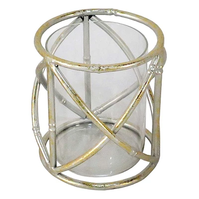 Gold Bamboo Votive Candle Holder, 4"