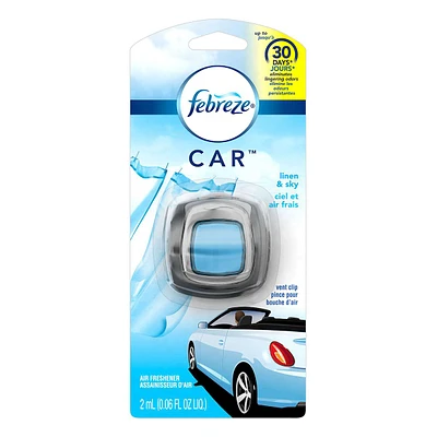 Febreze Car Vent Clip Air Freshener, Linen & Sky