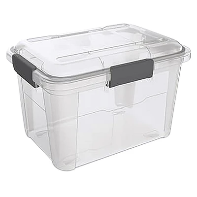 Clear Weatherproof Storage Bin with Lid, 18l