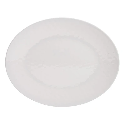 Embossed Melamine Oval Serving Tray, White