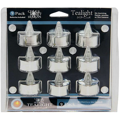 Set of 9 Silver LED Tealight Candles