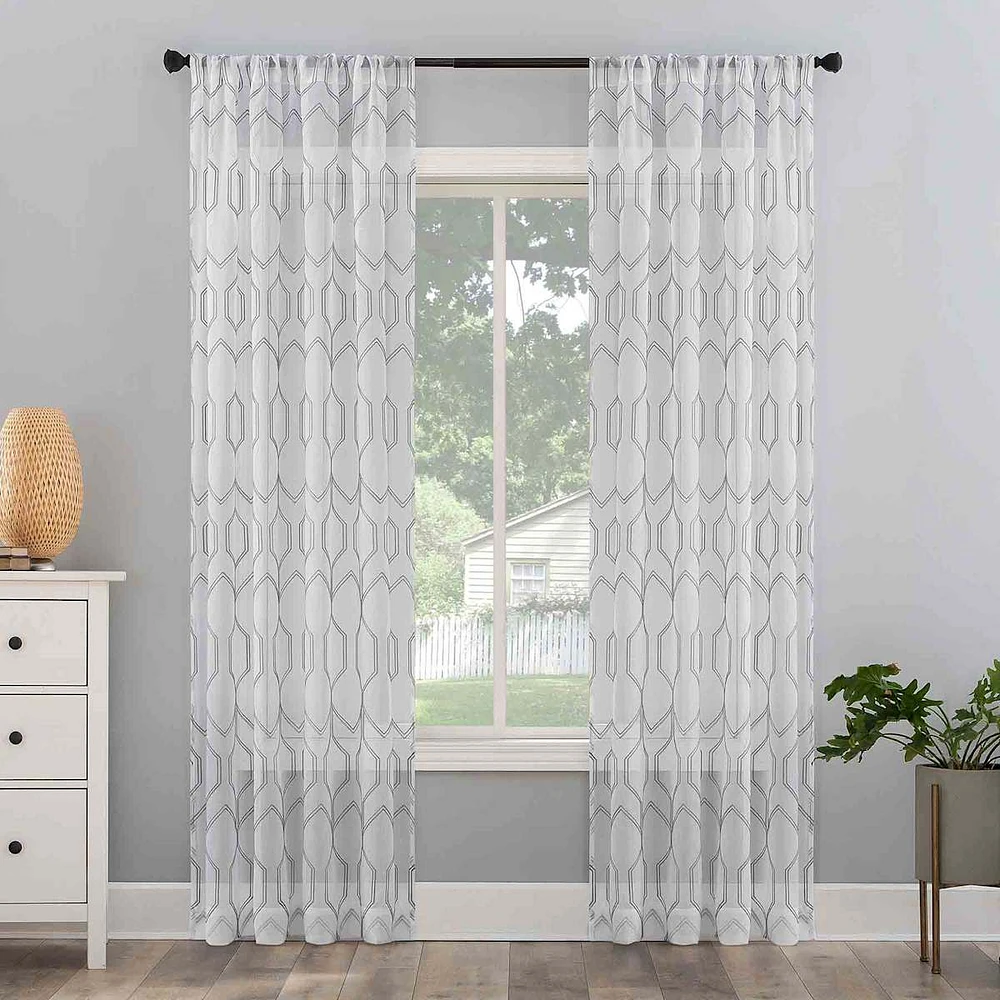 Kailey Grey Sheer Curtain Panel, 84"