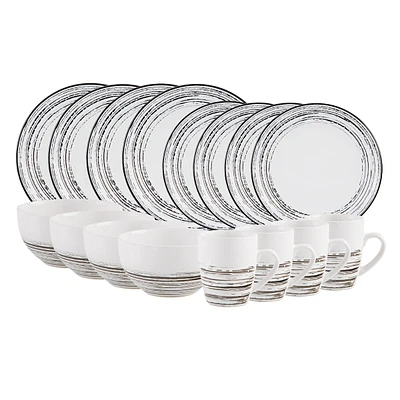 16-Piece Black Scratch Dinnerware Set