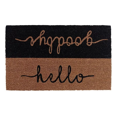 Crosby St. Black Hello Goodbye Coir Mat, 18x30