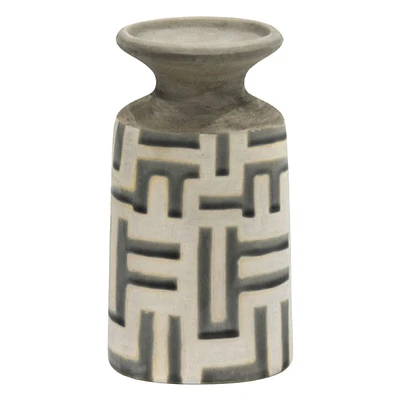 Crosby St. Grey Painted Ceramic Pillar Candle Holder, 8"