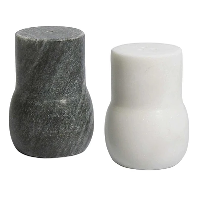 White & Grey Marble Salt & Pepper Shaker Set