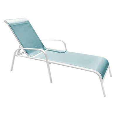 Stackable Sling Patio Chaise Lounge Chair with White Frame