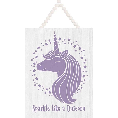 Sparkle Like A Unicorn Wooden Wall Plaque with Beaded Hanger, 12x16