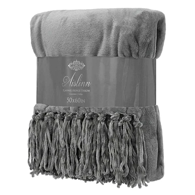 Fringe Plush Throw Blanket