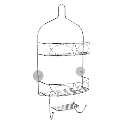 2-Tier Pietro Grey Metal Wired Shower Caddy with Soap Dish