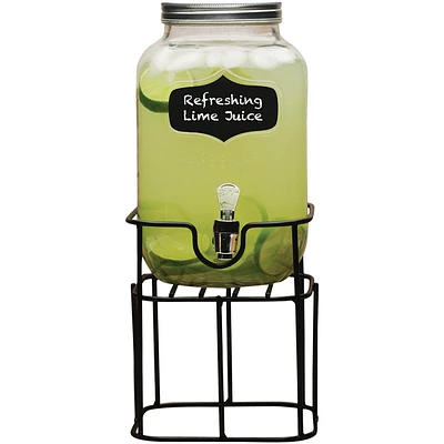 1-Gallon Chalk Label Yorkshire Glass Beverage Dispenser with Stand