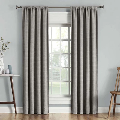 Sun Zero Soraya Grey Thermal Lined Rod Pocket Blackout Curtain Panel, 63"