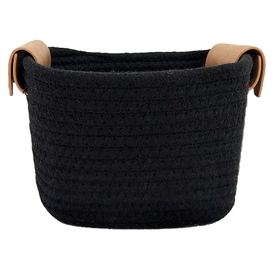 Square Rope Basket with Leather Handle