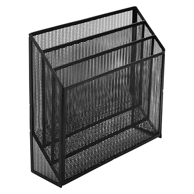 3-Tier Black Metal Mesh Desktop File Organizer