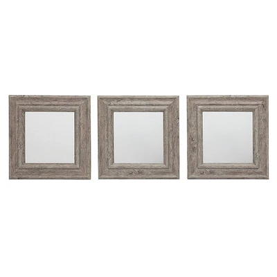 3-Piece Light Grey Square Wall Mirror Set, 10"