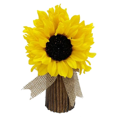 Yellow Sunflower in Natural Pot, 9"