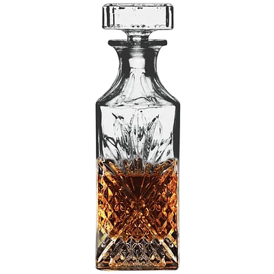 Cut Glass-Look Glass Whiskey Decanter, 28oz