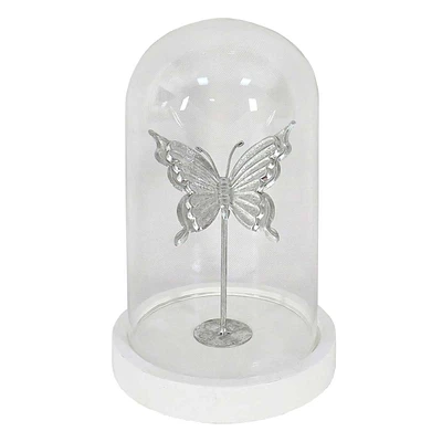 Butterfly in Glass Cloche, 10.5"