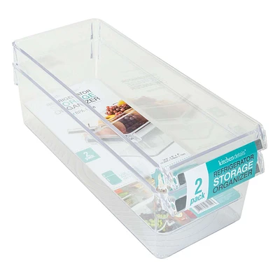 2-Pack Clear Fridge & Freezer Organizer Bin, Large