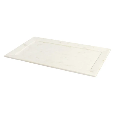 White Marble Rectangle Rimmed Tray