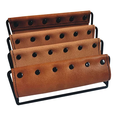 Brown Faux Leather Letter Sorter