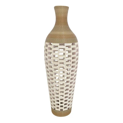 Brown Rattan Floor Vase