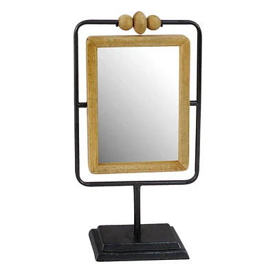 Metal & Wood Table Mirror, 14"