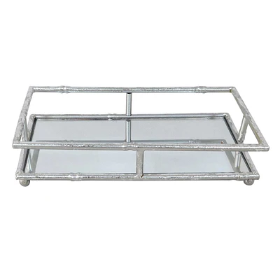 Silver Metal Decorative Tray, 8x4