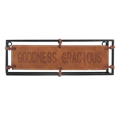 Goodness Gracious Metal & Leather Sign, 14x4