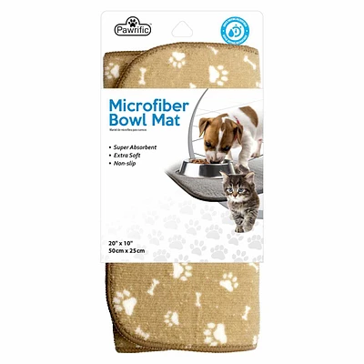 Tan Printed Pet Bowl Mat