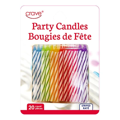 20-Count Multicolor Striped Party Candles