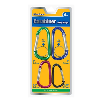 4-Count Carabiner with Key Rings