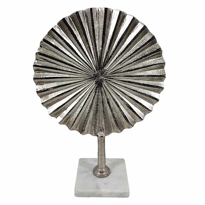 Metal Sculpture with Marbled Base, 13"