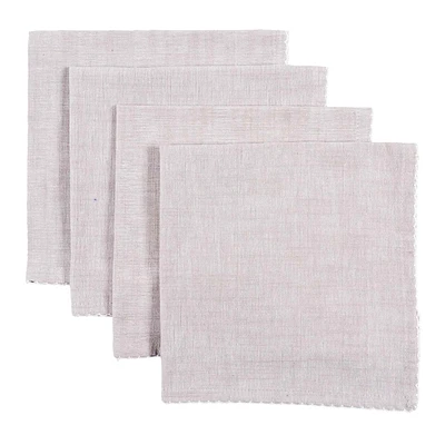 Set of 4 Chambray Trim Cloth Napkins